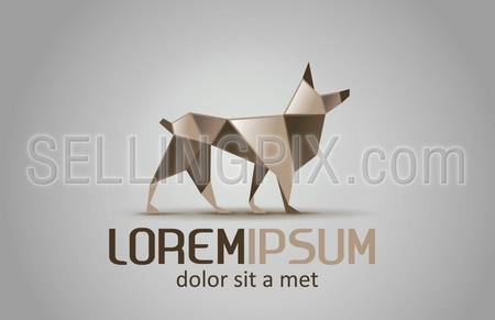 Animal Abstract logo template. Origami icon.Dog or Wolf concept.