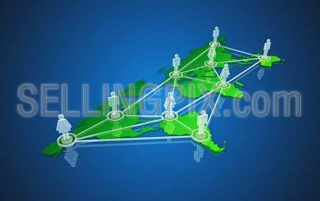 Worldwide social network concept. Communication lines over world map.