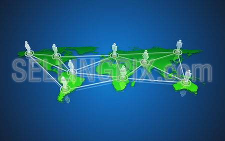 Worldwide social network concept. Communication lines over world map.