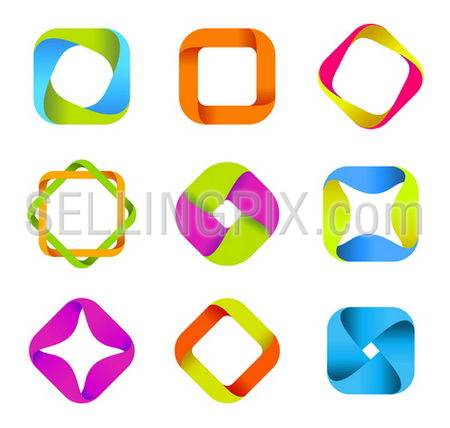 Abstract logo templates. Infinite shapes. Square icons set.