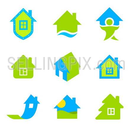 Real estate logo template. House icon set. Realty theme. Different icons for realty.