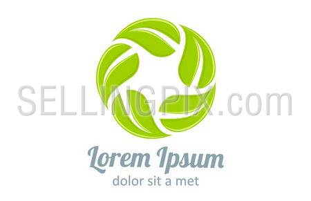 Eco green logo template. Infinite shape. Green leaves loop. Ecology icon. Vector. Editable.