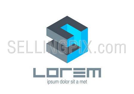 Abstract logo template. Logic puzzle cube. Vector icon. Editable.