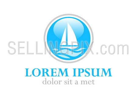 Travel logo template. Yacht in the sea vacation icon.Vector. Editable.