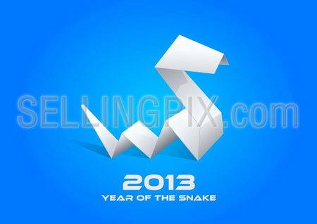 2013 Origami Snake. Happy New Year card template. Vector. Editable.