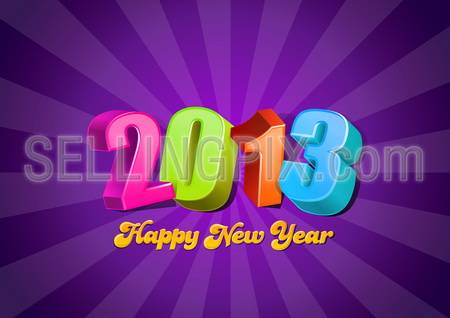 2013 3D numbers. Happy New Year card template. Vector. Editable.