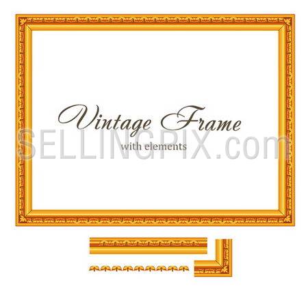 Vintage Gold Frame. High detailed Vector. Consist of parts – so you can make The FRAME any size you want