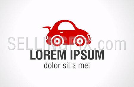 Red toy Car logo template. Vector icon.