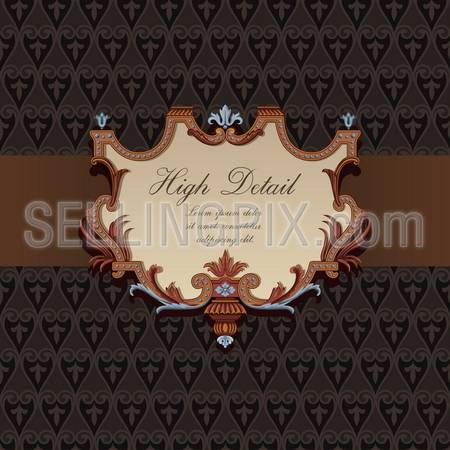 Gift Card Design in Vintage style. Floral pattern.  Retro background. Wallpaper. Chocolate package. Copyspace. Vector.