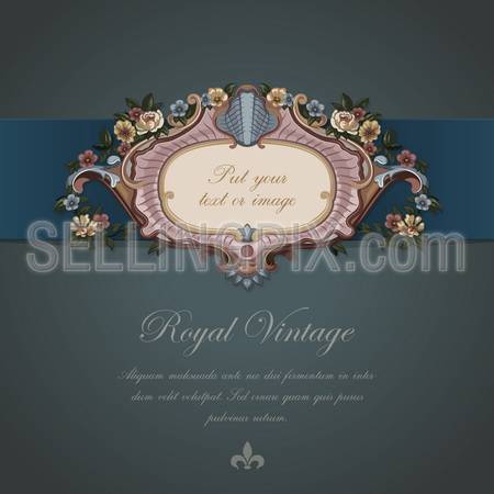Gift Card Vintage design. Floral ornament.  Retro background Wallpaper. Copyspace.  Extremely detail Vector.