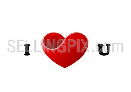Logo Heart. I Love U. St. Valentines day creative greeting card concept. Vector.