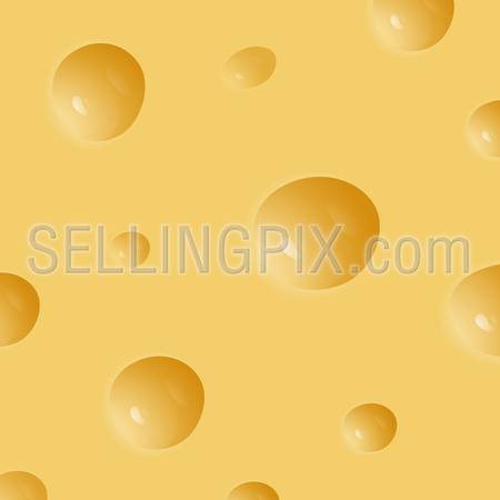 Cheese pattern. Easy to make seamless texture. Realistic Vector background.