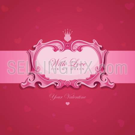 Valentines Vintage Greeting card. Elegant Vector Template Luxury retro design.Vector done with love :)