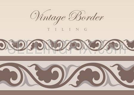 Vintage Floral tiling border. Retro design elements collection.  Vector ornament.