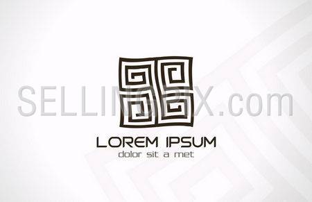 Labyrinth abstract logo template. Puzzle rebus logic. Vector icon. Editable.