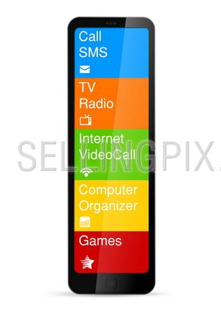 Futuristic Mobile phone concept. Touchscreen Interface icons. Vector. Editable.