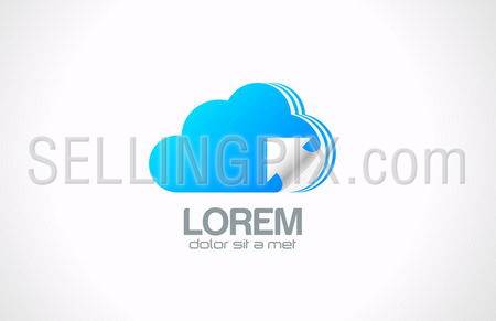Cloud computing logo template. Transferring data icon. Upload and download info concept. Vector. Editable.