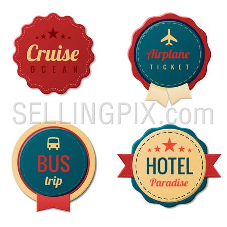 Travel Vintage Labels logo template collection. Tourism Stickers. Vector. Editable.