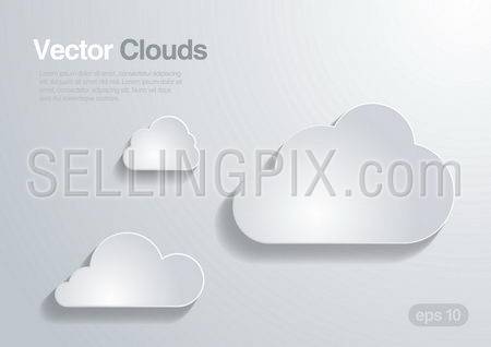 Clouds collection. Cloud computing concept. Vector.