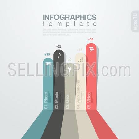 Infographics design template. Colored Lines graph. Vector. Editable.