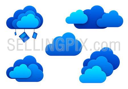 Cloud computing icons set. Isolated. Cloud computing idea concept.