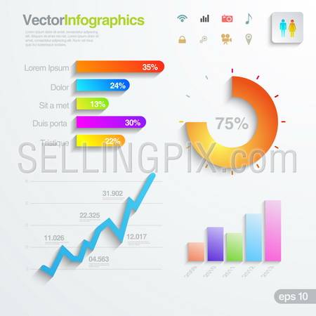 Infographics design elements template. Multicolor Graph, chart, diagram design solutions. Vector. Editable.