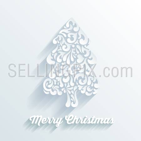 Christmas fir tree decorative shape formed by abstract creative elements. Template for Merry Christmas and Happy New Year celebrations postcard.