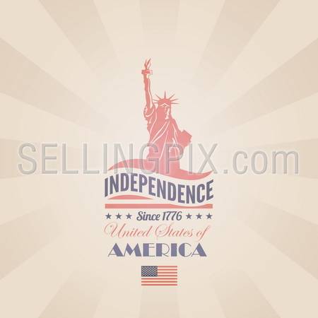USA Independence day poster vector retro design template. 4th of July celebration. American National holiday. Concept. Editable.