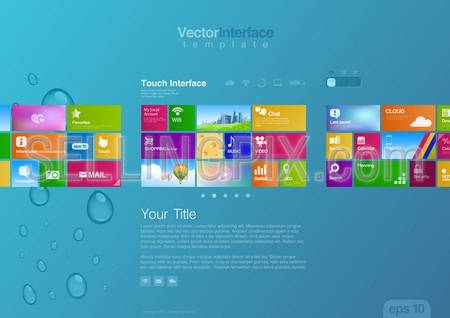 Website design template vector. Tablet pc interface. Big Touch pad buttons. Editable.