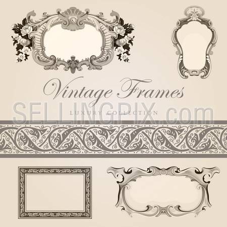 Vintage frame border collection vector design elements. Extremely high detail. Luxury retro design template. Set 1 of 2
