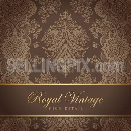 Vintage wallpaper design. Flourish background. Floral pattern. Wedding card classic vector design template. Editable.