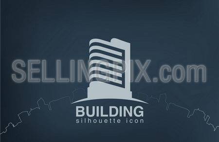 Abstract architecture building silhouette vector logo design template. Skyscraper real estate business theme icon.