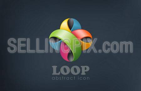 Flower abstract looped logo design template. Fun, event, celebrate icon. Colorful loop creative symbol.