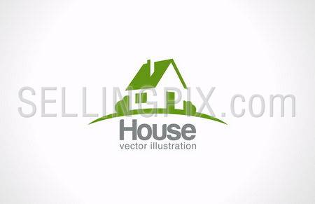 House abstract real estate countryside logo design template. Realty theme icon. Building vector silhouette.