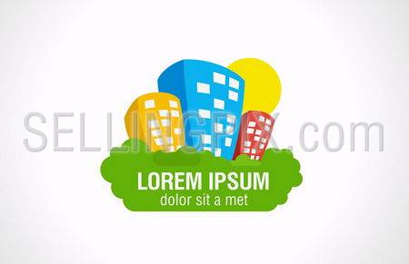 Real estate complex logo design template. Architecture abstract icon. Realty theme. Vector.