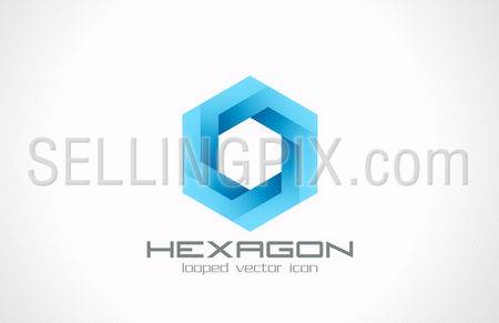 Hexagon looped vector logo design template. Business, Technology and Science theme. Creative icon.