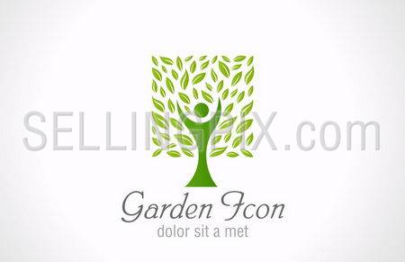 Green tree Garden logo template. Ecology bio design. Organic eco symbol. Creative icon template.