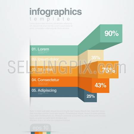 Infographics vector design template.  3D Charts diagram graph.