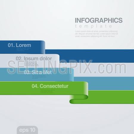 Infographics vector design template. Ribbon charts. Useful for business and financial report. Creative idea.