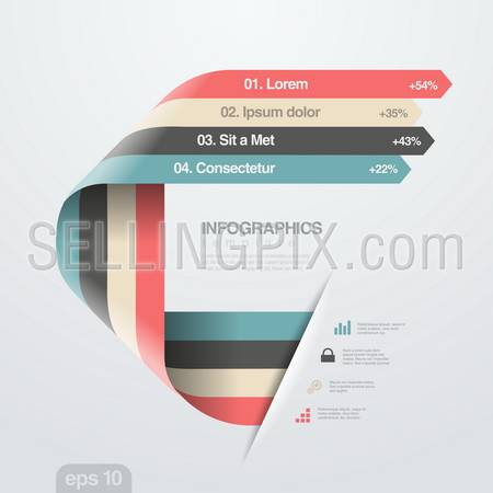 Infographics vector design template. Creative trendy ribbon flat style.