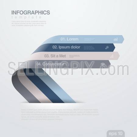 Infographics vector design template. Creative trendy ribbon flat style. Useful for business and financial report.