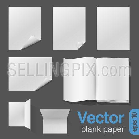 Blank Sheets of Paper & Notebook realistic vector design template.