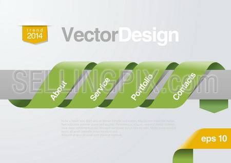 Infographics design template website menu creative ribbon style. Navigation concept idea. Vector. Editable.