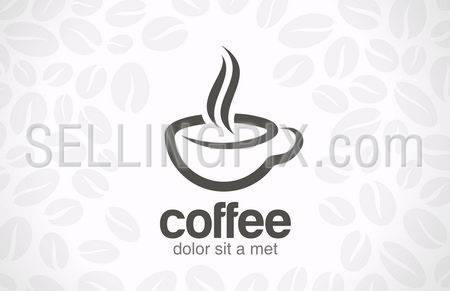 Coffee cup vector logo design template. Cafe shop emblem sign icon.