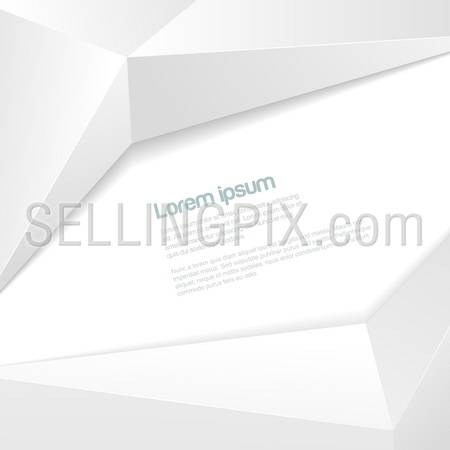 Background white vector abstract. Origami paper style creative trendy design template. Copyspace.