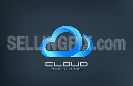 Cloud computing vector logo design template. Data storage transfer concept. Upload, download trendy style idea. Corporate icon.