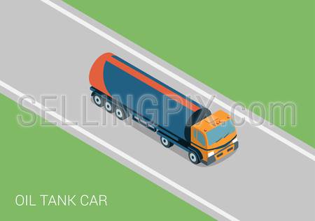 Oil petroleum transportation tank car tanker flat 3d web isometric infographic concept vector. Petroleum collection.