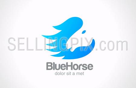 Horse silhouette abstract vector logo design template. Creative design style concept icon. – stock vector