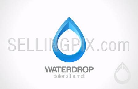 Water drop abstract vector logo design template. Waterdrop blue 3d. Creative shape Aqua droplet concept icon. Clear bio eco idea. Ecology Business tecnology. – stock vector