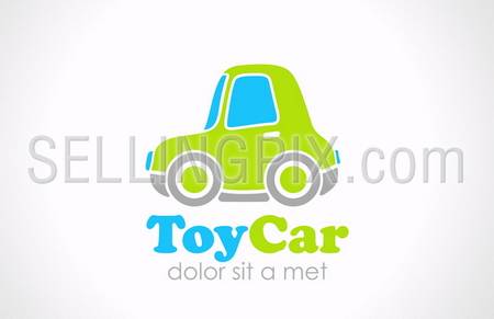 Toy car vector logo design template. Creative small fun micro machine. Mini city transport funny concept icon. – stock vector